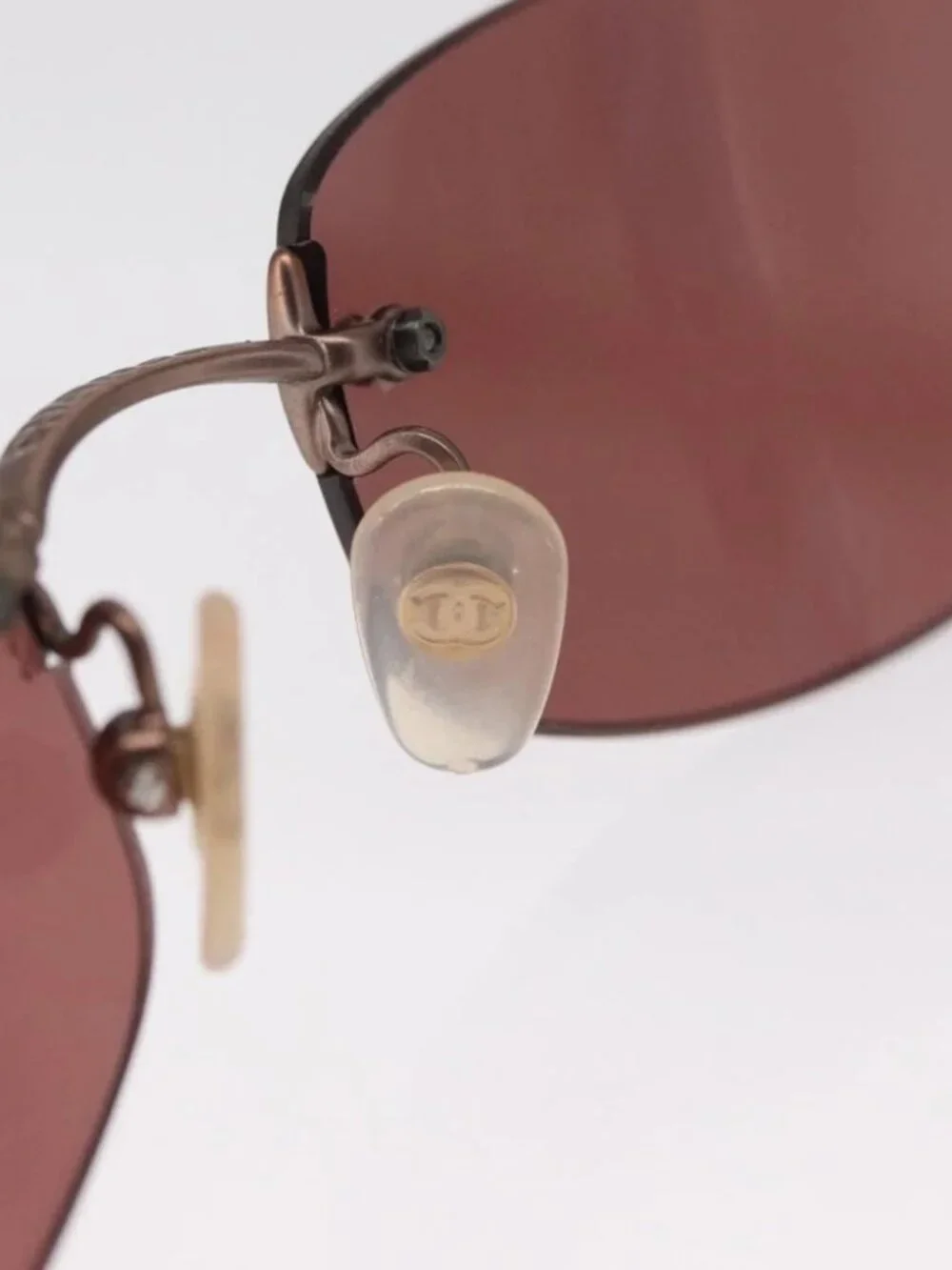 CHANEL Sunglasses Metal Brown 4002 CC Auth 155411A